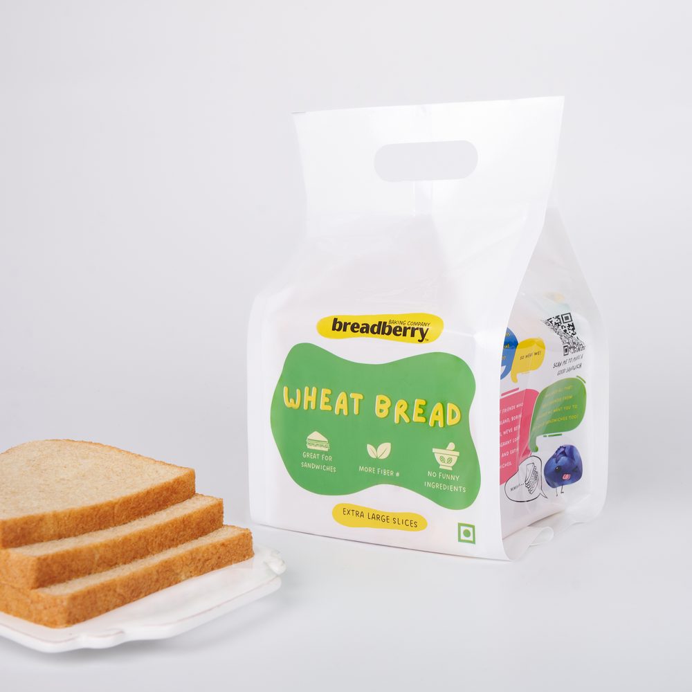 Breadberry Wheat Bread pack with square slices